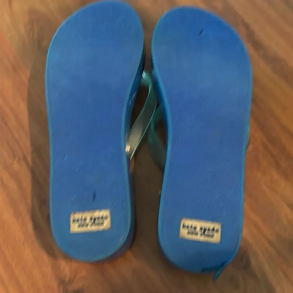 Kate Spade seas the day blue flip-flops wedge 10.5